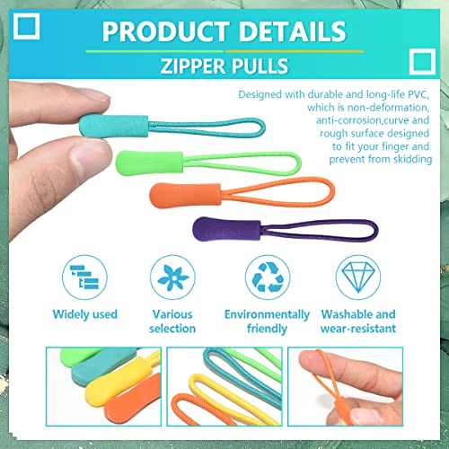 BDS-HOME 120Pcs 12 Color Colorful Zipper Pulls Nylon Cord Zipper Tag Extension Pulls Fixer Cord Tag Replacement for Clothes Luggage Backpacks Jackets Handbag Tents - Image 3