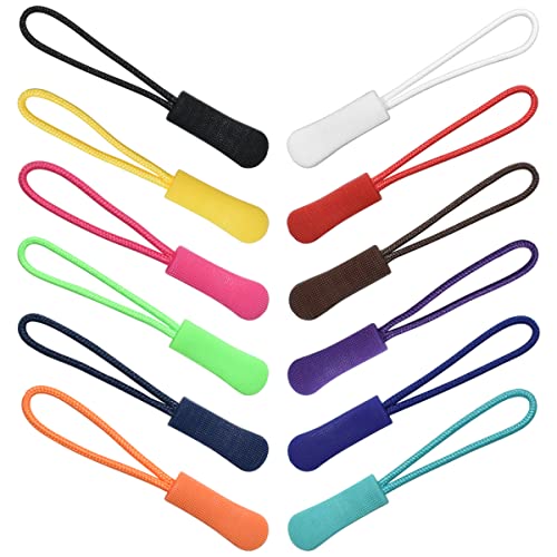 BDS-HOME 120Pcs 12 Color Colorful Zipper Pulls Nylon Cord Zipper Tag Extension Pulls Fixer Cord Tag Replacement for Clothes Luggage Backpacks Jackets Handbag Tents - Image 1