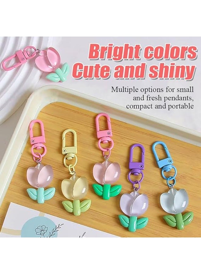 Bukela 6pcs Colorful Tulip Flower Keychains, Sweet Backpack Accessories, Cute Keychain Charms for Women's Bags & Purse Decor - Image 4