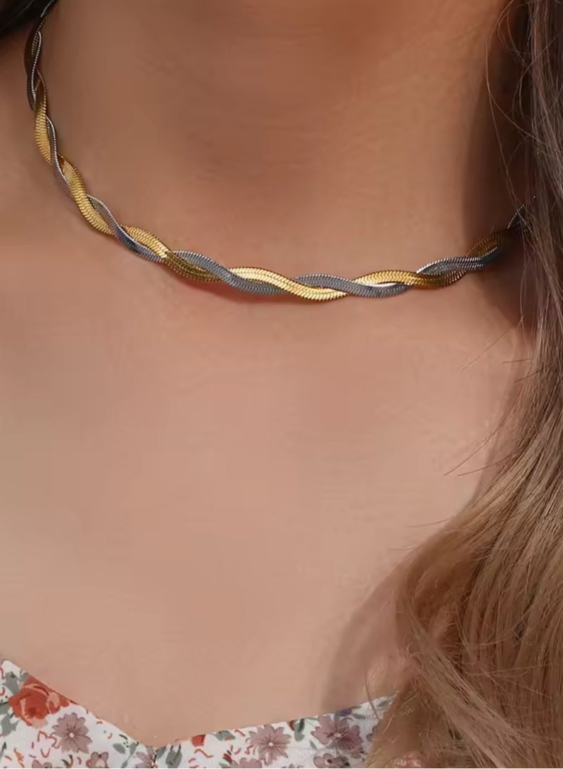 Casual collection Elegant Stainless Steel Gold & Silver Plated Necklace For Women - Image 3