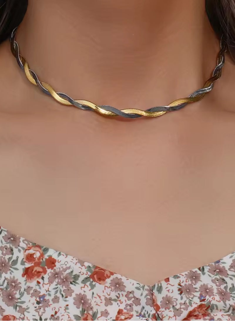 Casual collection Elegant Stainless Steel Gold & Silver Plated Necklace For Women - Image 4