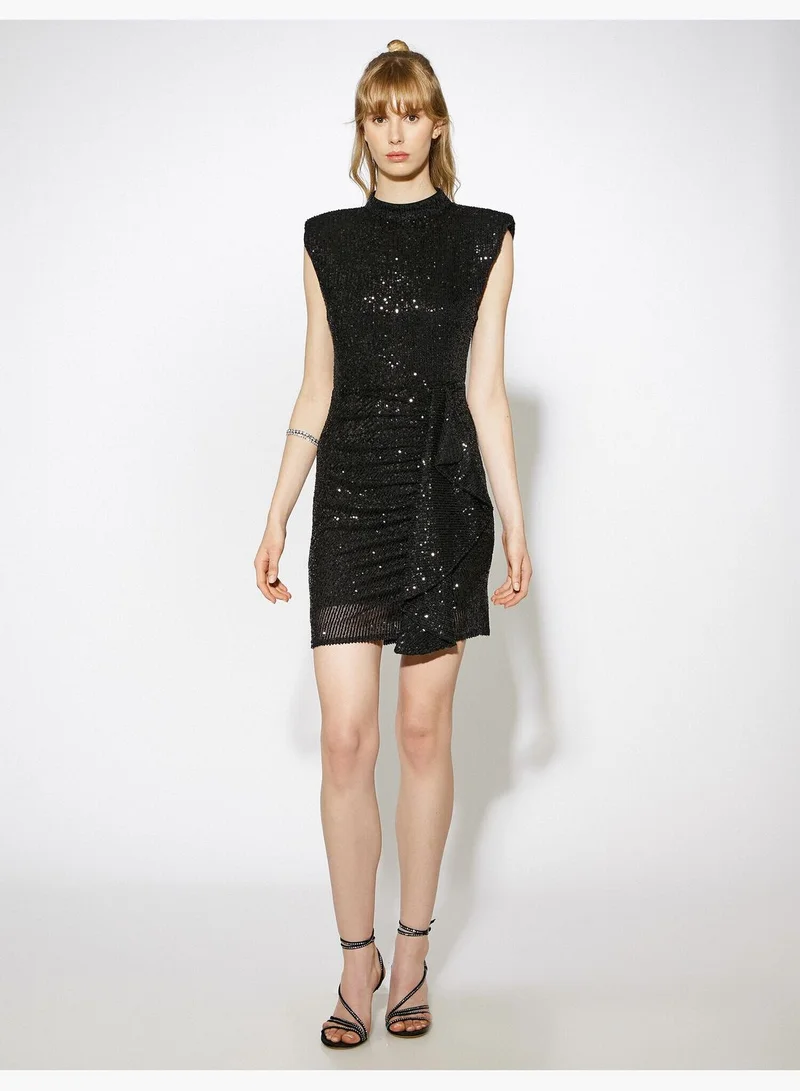 KOTON Shoulder Pad Sequinned Mini Dress