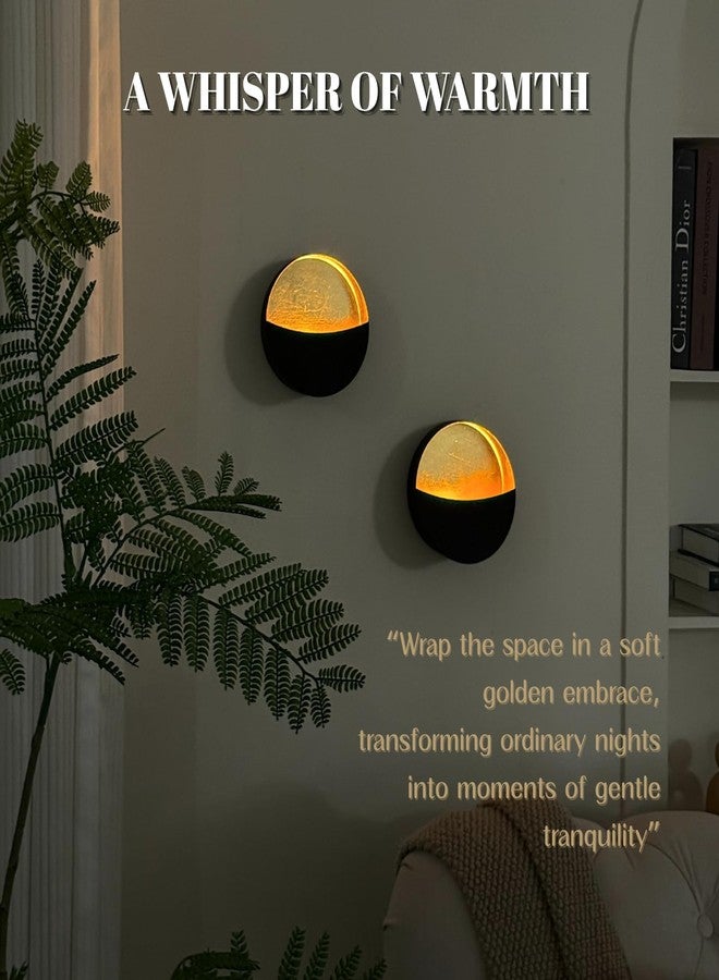 Batoslee Eclipse Metal Wall Candle Holders with Brushed Wood Grain and Gold Interior Classic Wall Art for Living Room Bedroom Dining Room Set of 2 - Image 5