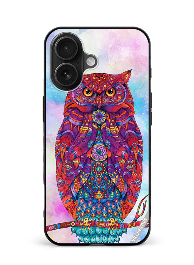 VR CREATIVE Protective Case Cover For Apple iPhone 16 Elegant Artistic Owl Design Multicolour