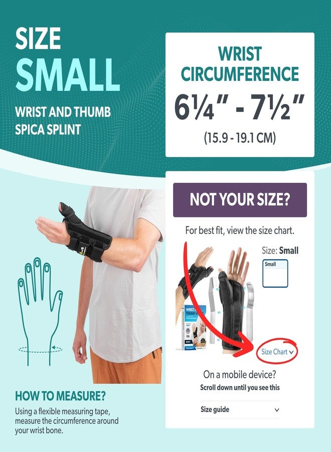 BraceAbility Wrist and Thumb Spica Splint - De Quervain's Tenosynovitis Long Forearm Cast Stabilizer for Tendonitis, Sprains, Thumb Brace for Arthritis Pain and Support - (S Right Hand) - Image 2