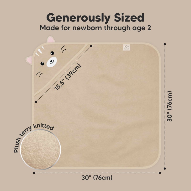 KeaBabies Hooded Baby Towel for Newborn - Viscose Derived from Bamboo Large Baby Bath Towels with Hood for Boys, Girls, Toddler, Extra Absorbent & Soft Newborn Bath Essentials (Cat, Petite) - Image 4