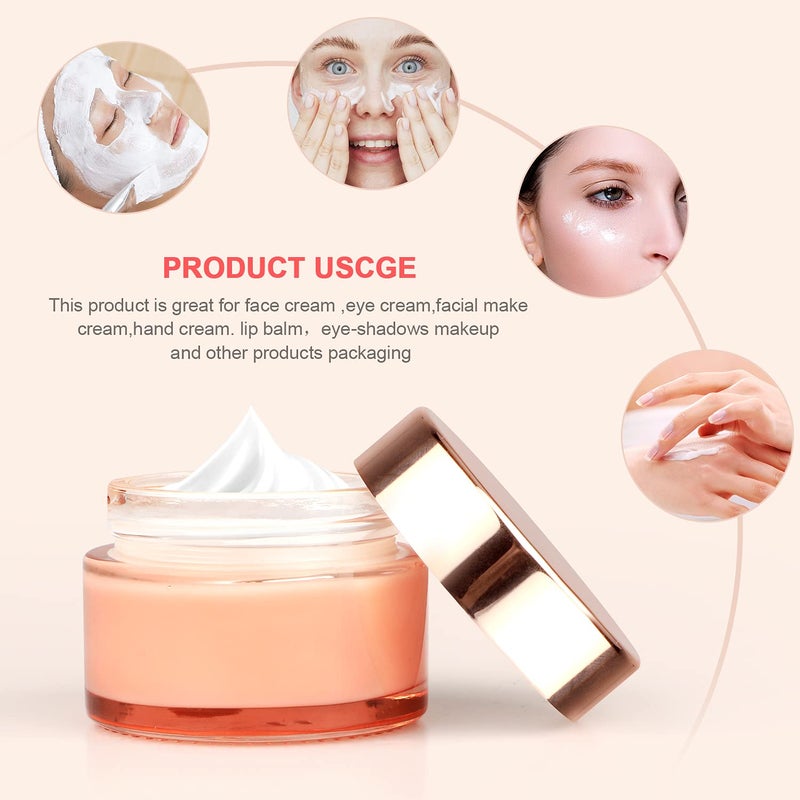 Furnido 4 Pack 1 Oz/30Ml Pink Glass Face Cream Jar Pot Empty Thick Glass Cosmetic Cream Jar Container With Rose-Golden Cover Inner Liners For Moisturizer Eyeshadow Makeup Emulsion - Image 5