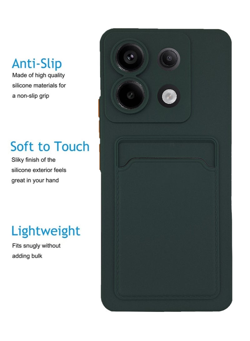 ولديك غطاء حماية خلفي من السيليكون مع حامل بطاقات لهاتف Xiaomi Redmi Note 13 Pro 5G - أخضر - Image 2