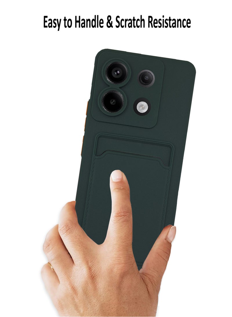 ولديك غطاء حماية خلفي من السيليكون مع حامل بطاقات لهاتف Xiaomi Redmi Note 13 Pro 5G - أخضر - Image 3