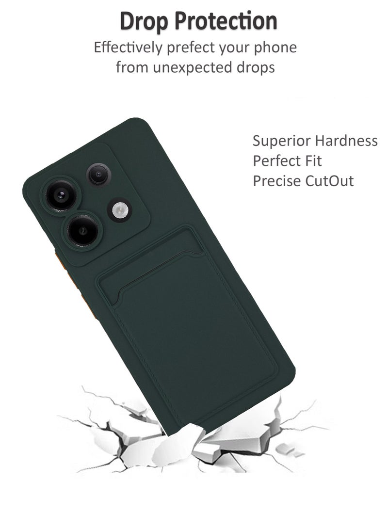 ولديك غطاء حماية خلفي من السيليكون مع حامل بطاقات لهاتف Xiaomi Redmi Note 13 Pro 5G - أخضر - Image 4