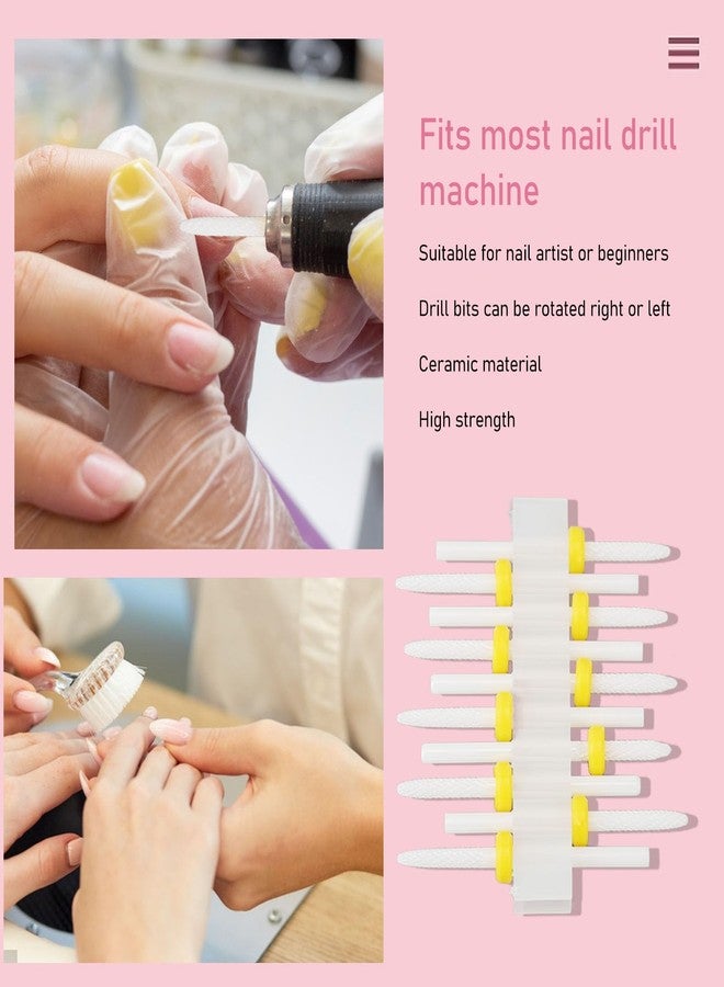 Sonew 10pcs Ceramic Nail Drill Bit Set, Gel Polish Cuticle Remover Bits, Nail Polishing Heads, Polish Removal Drill Bit, for Nail Artist Novice, - Image 2