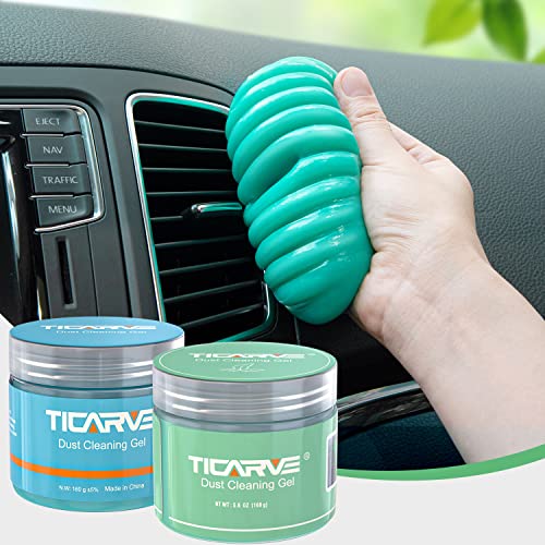 TICARVE 2Pack Cleaning Gel for Car Putty Car Slime Cleaning Car Detail Putty Tools Car Interior Cleaner Automotive Car Cleaning Kits Keyboard Cleaner Blue Green (320g/11.2oz) - Image 1