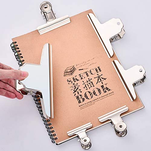 GOLD LEAF Extra Large Bulldog Clips Silver Metal Easel Clips Paper Clamps Holder for Drawing Board Clipboard,100mm,Pack of 6 - Image 3