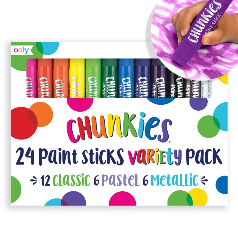 Ooly Chunkies 24 Paint Sticks For Kids Tempera Paint Sticks Variety Set Includes Classic Pastel Metallic No Mess Quick Drying Colors - Image 2