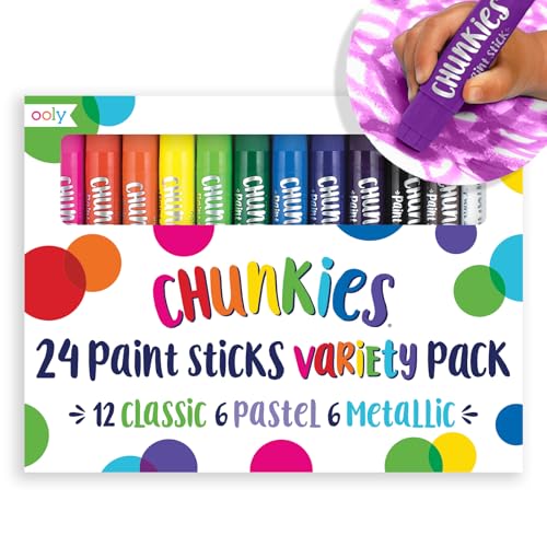 Ooly Chunkies 24 Paint Sticks For Kids Tempera Paint Sticks Variety Set Includes Classic Pastel Metallic No Mess Quick Drying Colors - Image 1