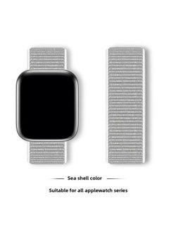 Suitable For Iwatch1-s9 Strap Light Mint/Ocean Blue Nylon Loop Velcro Wristband For Apple Watch Strap-Color:6# Sea Shell Color-Specifications:42/44/45/49mm