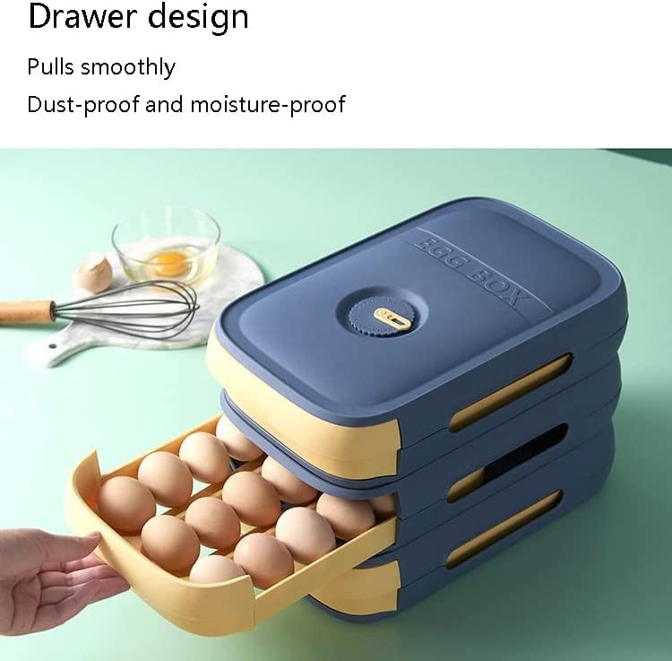 TGOPIT Drawer Type Egg Storage Box Egg ContainerAuto Scrolling Egg Storage Holder Environmental ProtectionFor Storing Eggs In Cupboards And FridgeCan Hold To 1821 EggsBlue - Image 2