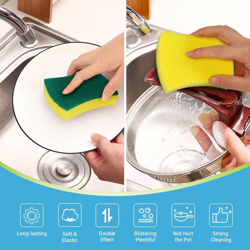 AIDEA Sponges Kitchen, 50 Pack Heavy Duty Dish Sponge, Cleaning Dish Scrubber Sponge for Home and Kitchen, Stink-Free Cleaning Supplies for Pots, Pans - Image 3