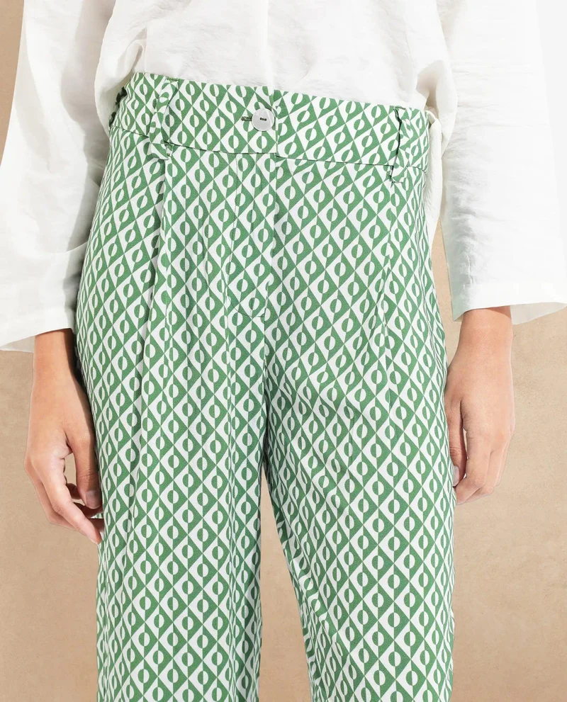 Rareism Women's Geometric Polka Printed Pants
