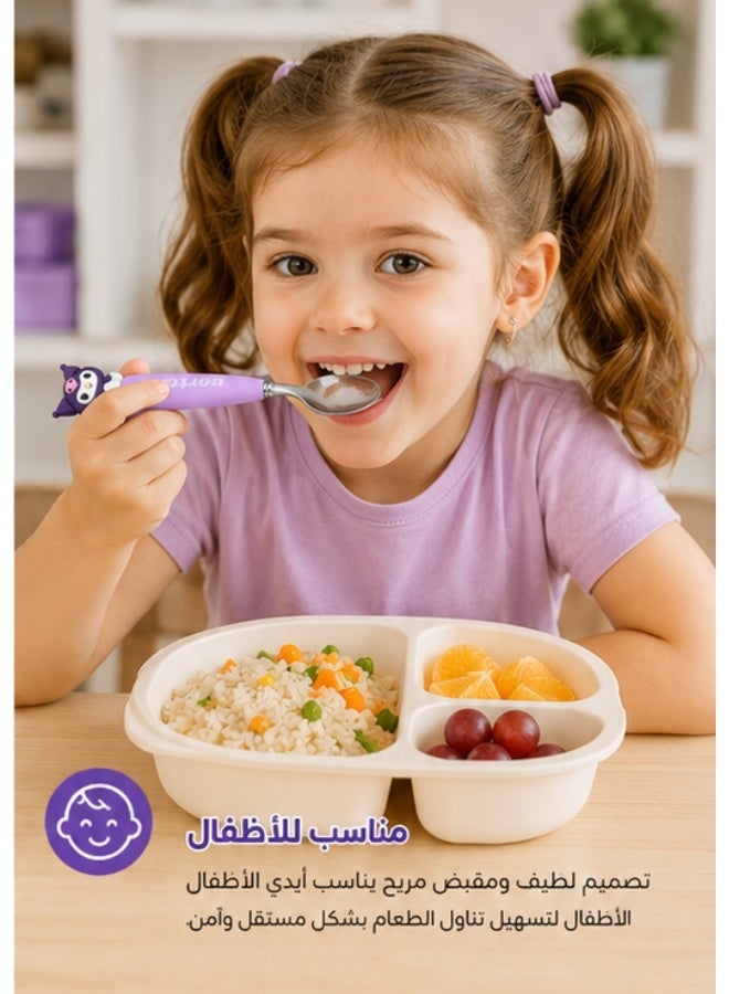 هابي هوم طقم ملعقة وشوكة للأطفال مع علبة حفظ، أدوات مائدة ستانلس ستيل للأطفال، طقم أدوات طعام محمول للمدرسة والحضانة والسفر والنزهات والتخييم والرحلات، مناسب للانش بوكس والوجبات اليومية والمنزل 18 سم - Image 4