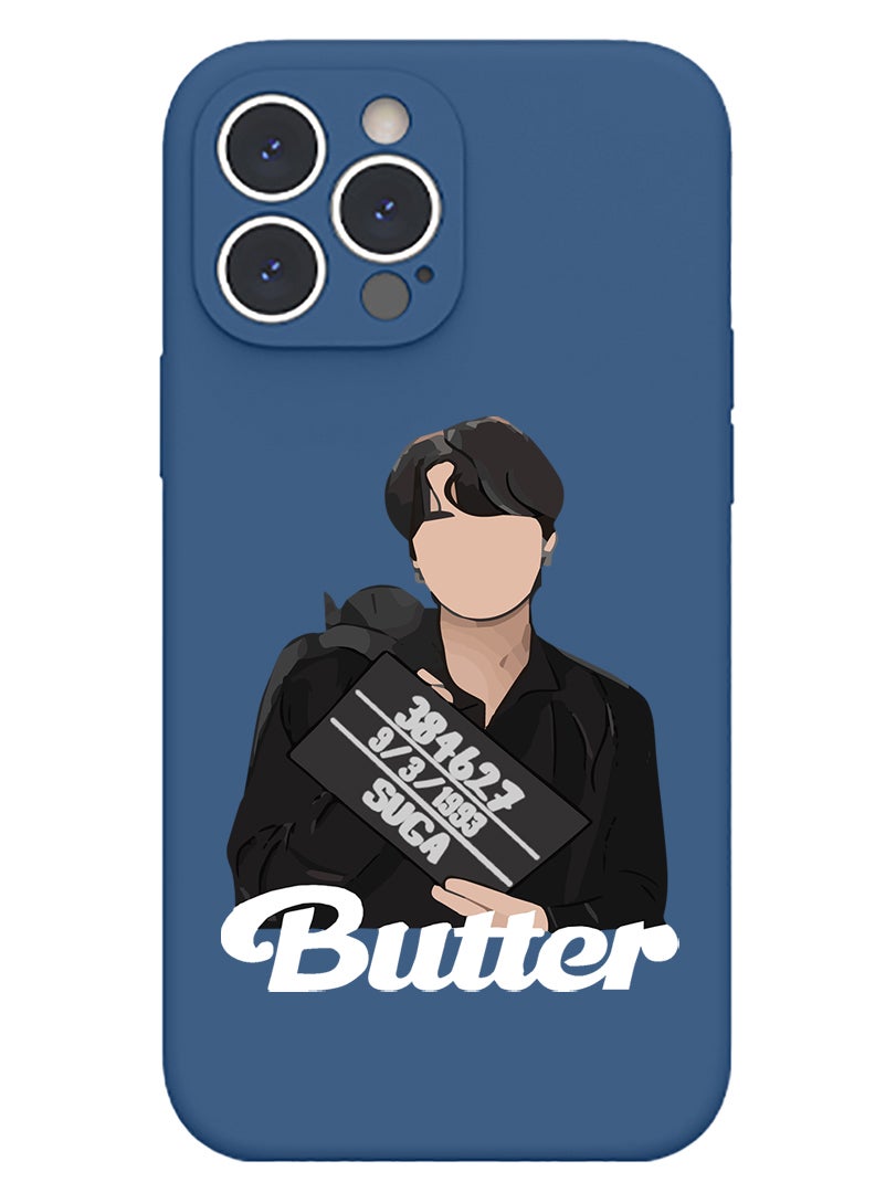 Theodor Protective Slim Fit Case Liquid Silicone Cover with Full Body Protection Anti-Scratch Shockproof Case For iPhone 14 Pro Max Blue  - Butterfly-01 - Image 1