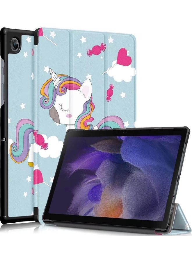 Unicorn Print Flip Cover For Samsung Galaxy Tab A8 2021 Multicolour - Image 1