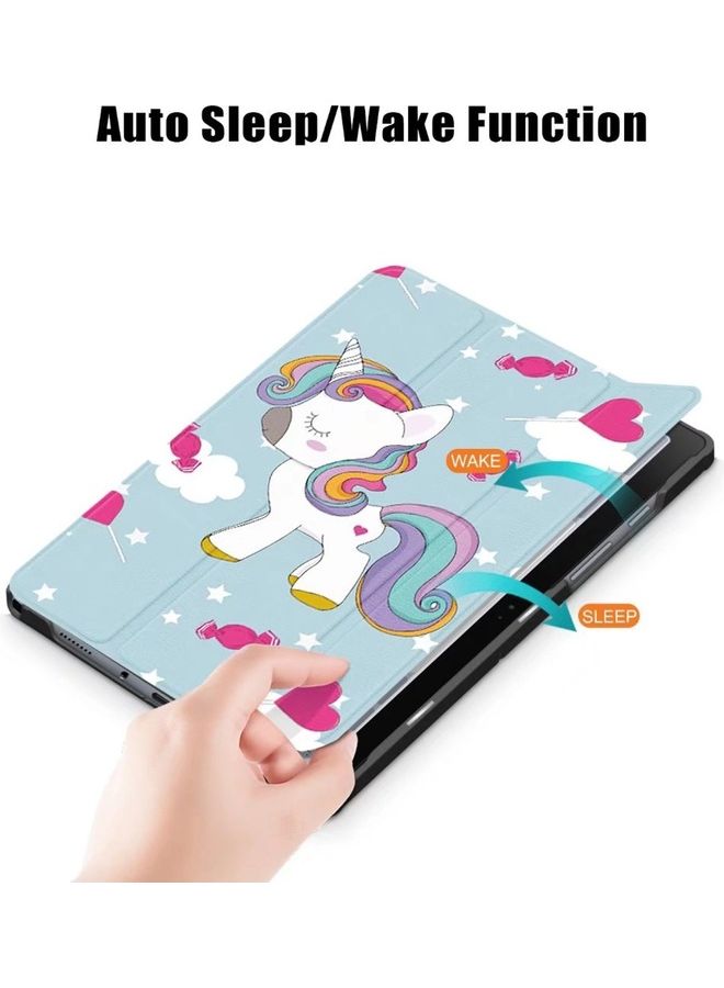 Unicorn Print Flip Cover For Samsung Galaxy Tab A8 2021 Multicolour - Image 2
