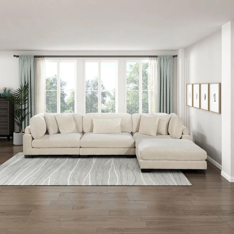 Comfynest 135" L-Shaped Modular Corduroy Sectional Sofa - Image 1