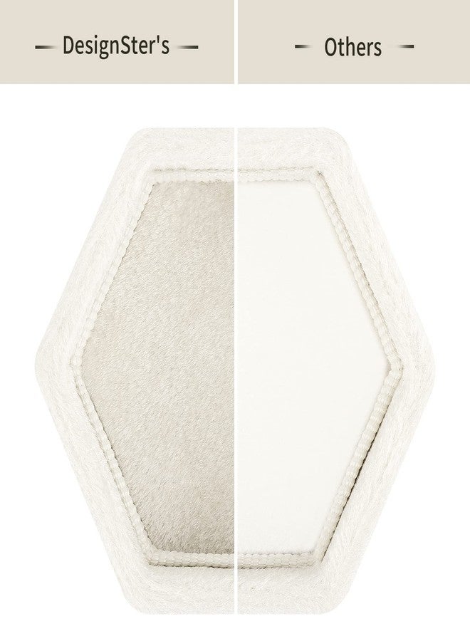 DesignSter Hexagon Velvet Ring Box - Premium Gorgeous Vintage Double Ring Display Holder with Detachable Lid for Proposal, Engagement, Wedding, Ceremony (Beige) - Image 2