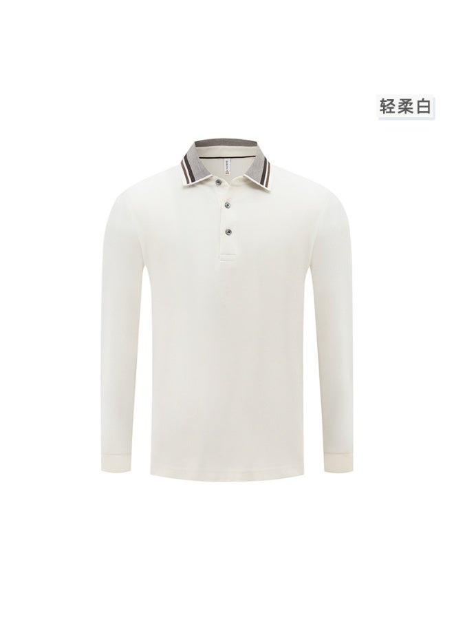 Casual Loose-fit Cotton Polo Shirt  Long Sleeve Lapel Autumn  For Work Leisure Open-collar Regular  - Image 1