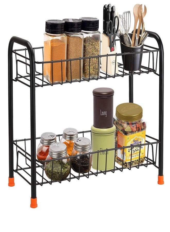 TechSrmaji 2-Tier Kitchen Rack Multipurpose Foldable Storage Rack, Shelf Shelves Stand Rack, Countertop Storage and Organizer, Kitchen and Bathroom Rack, 2-Tier Trolley Container for Boxes - Image 1