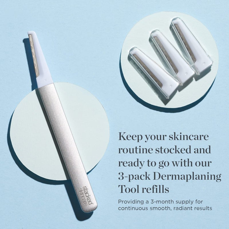 StackedSkincare Dermaplaning Replacement Blades - 3 Pack Face Razor Refills for Women, Peach Fuzz Remover and Exfoliating Tool, Fits Dermaplane Tool - Image 2
