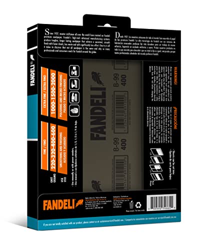 Fandeli | Waterproof Sandpaper | 400 Grit | 25 Sheets 9'' x 11'' | For for Plastic, Lacquer, Varnish, and Pain | Water Resistant - Image 2