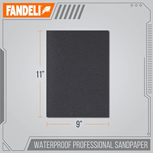 Fandeli | Waterproof Sandpaper | 400 Grit | 25 Sheets 9'' x 11'' | For for Plastic, Lacquer, Varnish, and Pain | Water Resistant - Image 3