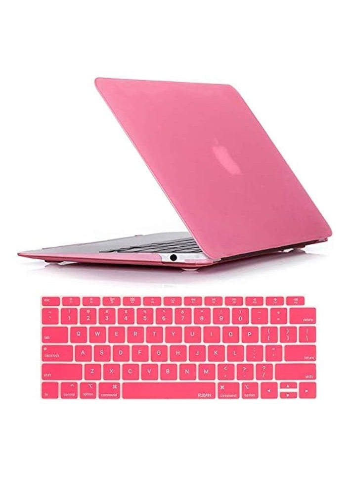 بروماس حافظة لجهاز MacBook Air 13in 2019 2018 Release A1932، غطاء صلب واقٍ وغطاء لوحة مفاتيح للإصدار الجديد Mac Touch Bar، وردي