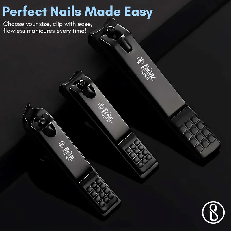 Beauté Secrets Beaut Secrets Professional Manicure Set 15 pcsStainless Steel Nail Clippers Scissors Cuticle Nipper Pedicure Tools Kit Portable Travel Grooming Kit for Men and Women with Luxurious Case Blue Blue - Image 4