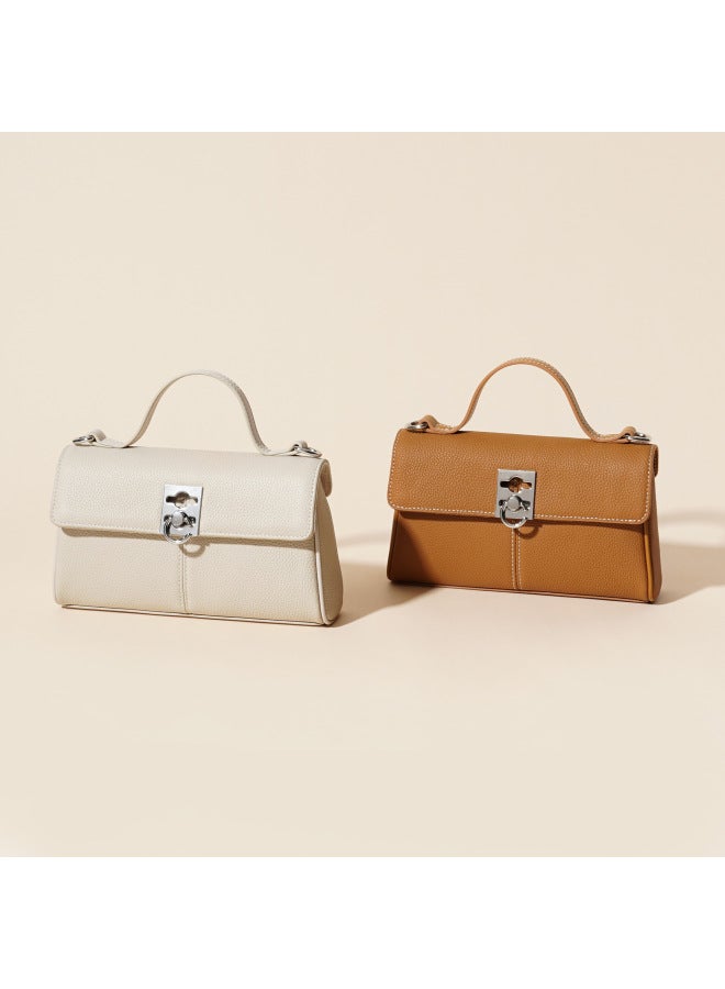 Cowhide  Spring And Summer New Genuine Leather Women's Bag Niche High-end Retro Texture Satchel Shoulder Crossbody Bag - Image 3