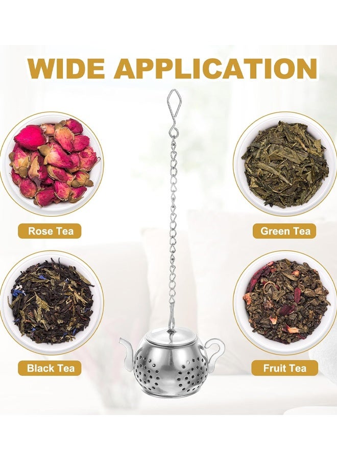 Stainless Steel Loose Leaf Tea Steeper Filter With Chain and Tray Reusable Coarse Pores Mesh Strainer Diffuser For Teacups Teapots Mugs - Image 4