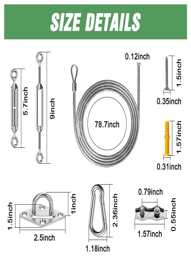 UIRWAY Shade Sail Hardware Kit, 52Pcs Stainless Steel Hardware Kit for Rectangle Triangle Canopy, Heavy Duty Anti-Rust Hardware Kit Set for Outdoor Garden Patio(6Inch +304 Stainless Steel Wire Rope) - Image 5