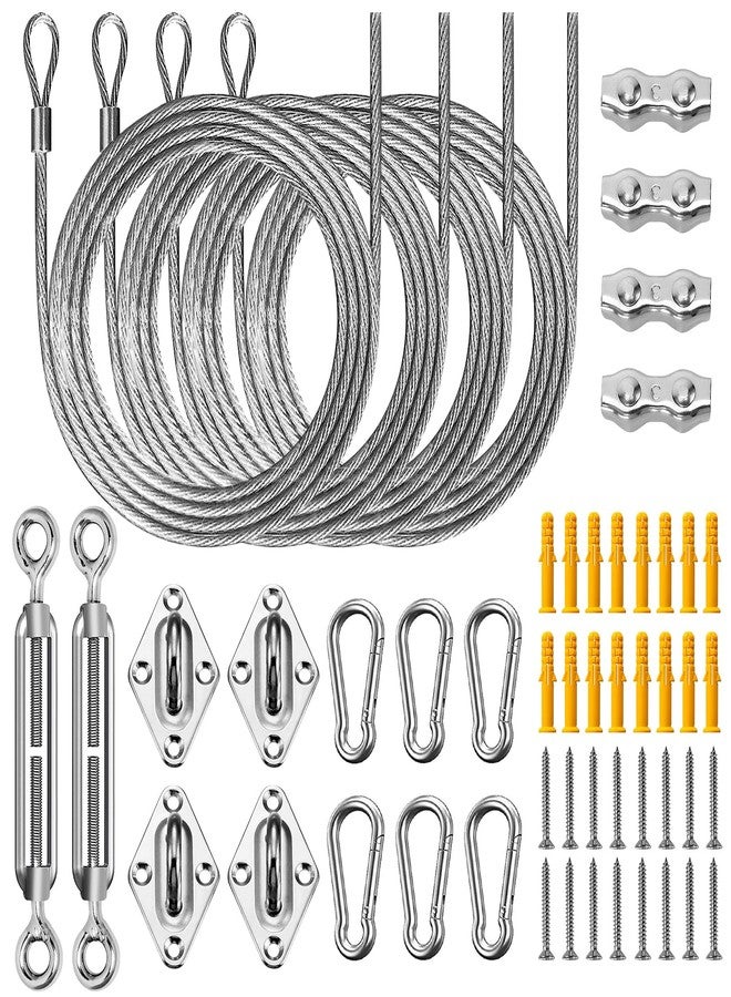 UIRWAY Shade Sail Hardware Kit, 52Pcs Stainless Steel Hardware Kit for Rectangle Triangle Canopy, Heavy Duty Anti-Rust Hardware Kit Set for Outdoor Garden Patio(6Inch +304 Stainless Steel Wire Rope) - Image 1
