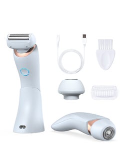 Excefore Womens Electric Razor, 2 in 1 Electric Shavers for Women, Portable Electric Lady Bikini Trimmer, Rechargeable Hair Removal Kit for Face Body Leg Bikini Underarm Arm (Blue)  - Image 1