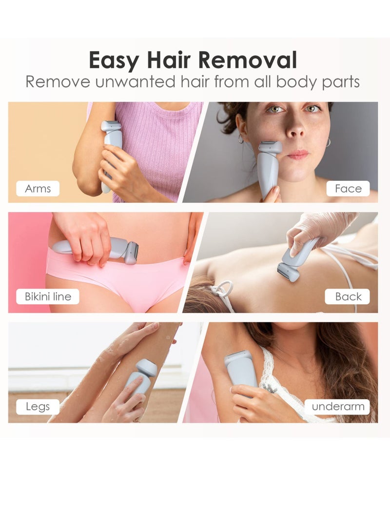 Excefore Womens Electric Razor, 2 in 1 Electric Shavers for Women, Portable Electric Lady Bikini Trimmer, Rechargeable Hair Removal Kit for Face Body Leg Bikini Underarm Arm (Blue) - Image 2