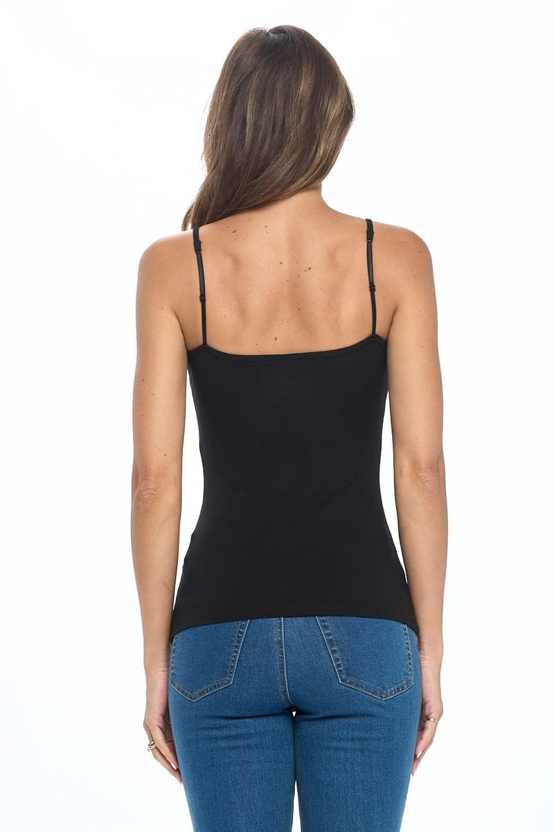 Natural Uniforms Women's Basic Camisole with Adjustable Spaghetti Strap Tank Top (Black, XX-Large) - Image 4