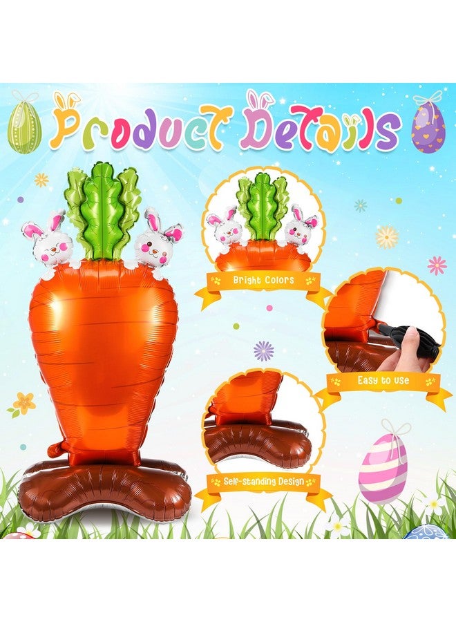 Hungdao 5 Pcs Giant 4d Easter Balloon Easter Bunny Decoration Inflatable Foil Balloon Cute Standing Jumbo Life Size Foil Bunny Carrot Inflatable for Birthday Party Supplies - Image 3