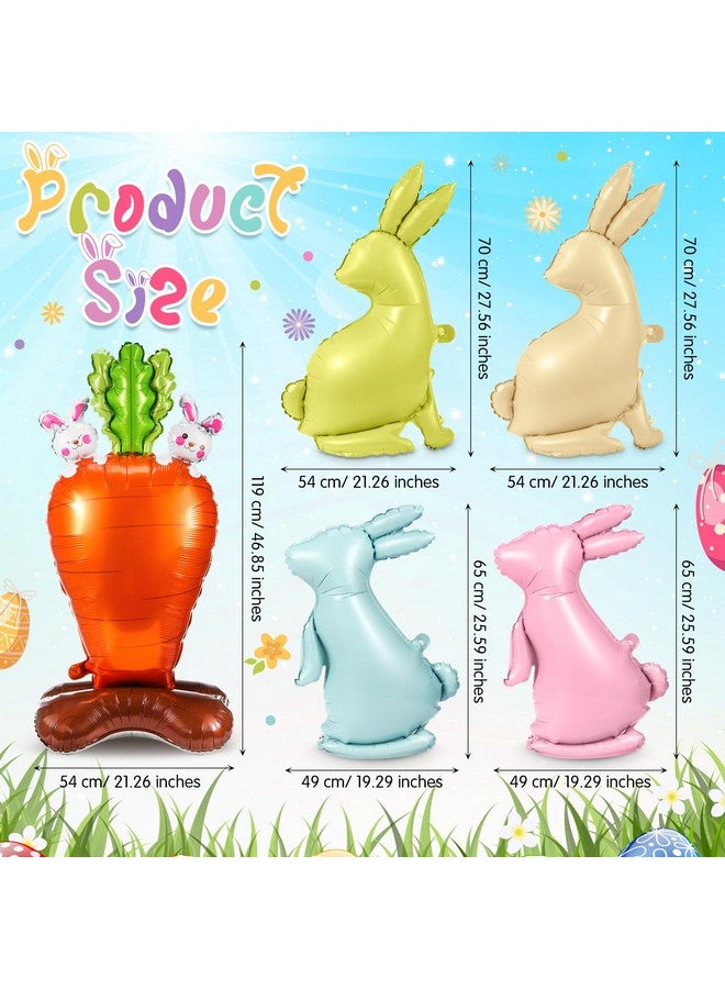 Hungdao 5 Pcs Giant 4d Easter Balloon Easter Bunny Decoration Inflatable Foil Balloon Cute Standing Jumbo Life Size Foil Bunny Carrot Inflatable for Birthday Party Supplies - Image 2