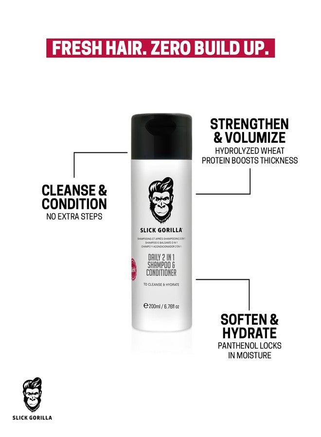 Slick Gorilla 2-in-1 Daily Shampoo & Conditioner - Infused with Natural Ingredients for Healthy, Fresh Hair - Cleans, Conditions, and Strengthens - 200ml / 6.76 fl oz - Perfect All-in-One Solution Hai - Image 3
