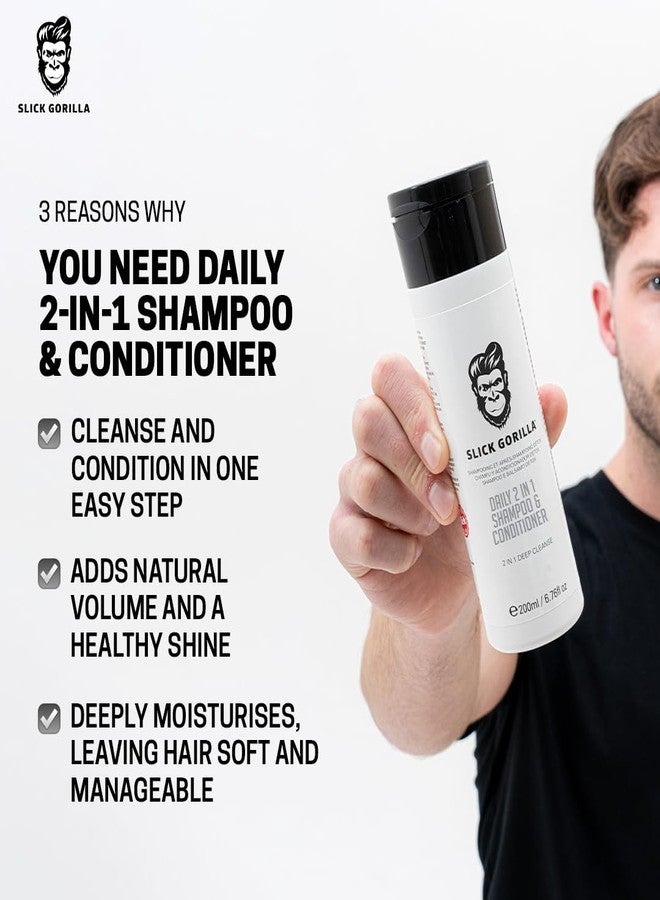 Slick Gorilla 2-in-1 Daily Shampoo & Conditioner - Infused with Natural Ingredients for Healthy, Fresh Hair - Cleans, Conditions, and Strengthens - 200ml / 6.76 fl oz - Perfect All-in-One Solution Hai - Image 2
