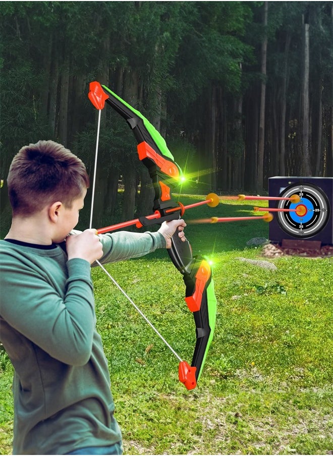 Occuwzz - Kids Bow and Arrow Toy Set LED Light Up Archery Toys Outdoor Indoor Shooting Games Toys Boys Grils Birthday Gifts Green Light Bow and Arrow - Image 1
