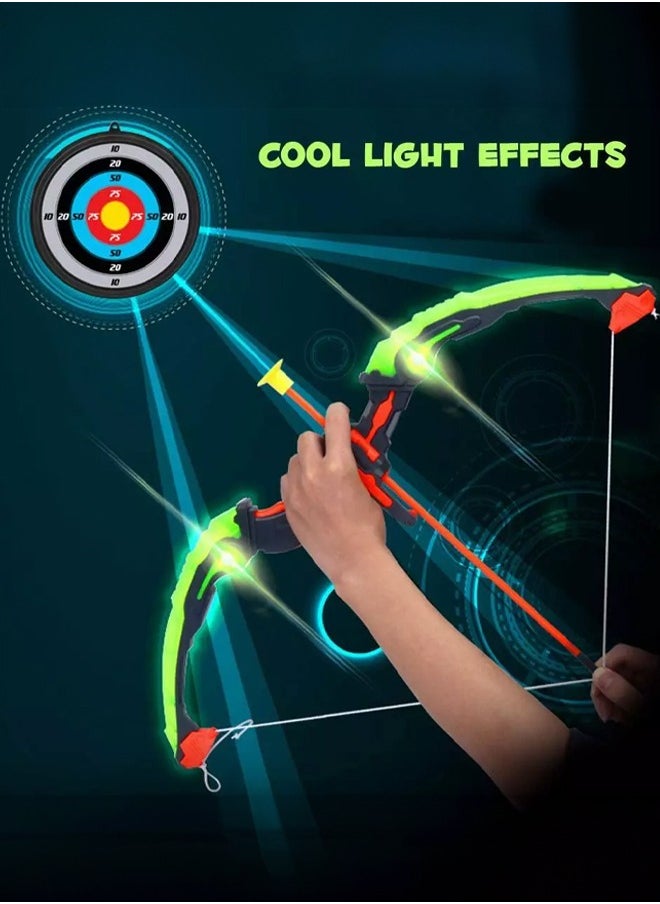 Occuwzz - Kids Bow and Arrow Toy Set LED Light Up Archery Toys Outdoor Indoor Shooting Games Toys Boys Grils Birthday Gifts Green Light Bow and Arrow - Image 1