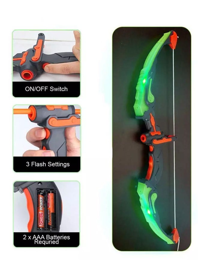 Occuwzz - Kids Bow and Arrow Toy Set LED Light Up Archery Toys Outdoor Indoor Shooting Games Toys Boys Grils Birthday Gifts Green Light Bow and Arrow - Image 1